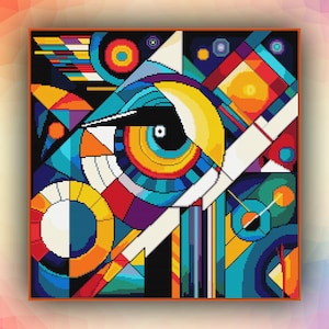 Kruissteekpatroon abstract 345 geometrisch modern kruissteekpatroon art deco getelde kruissteekkaart pdf-formaat direct downloaden