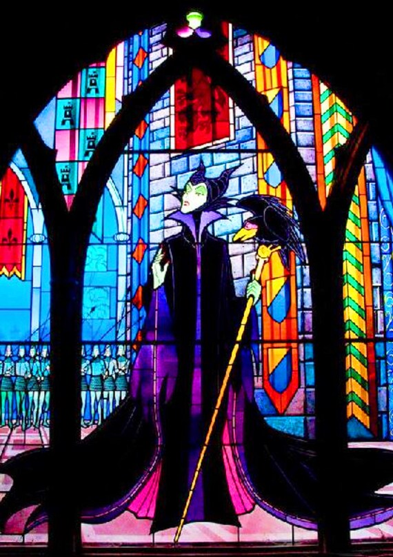Maleficent Stained Glass Fairy Tale Villains 084 Modern Cross Etsy