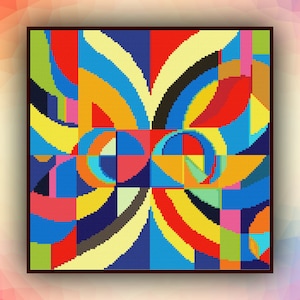 Kruissteekpatroon abstract geometrisch 350 modern kruissteekpatroon art deco getelde kruissteektabel pdf-formaat direct downloaden