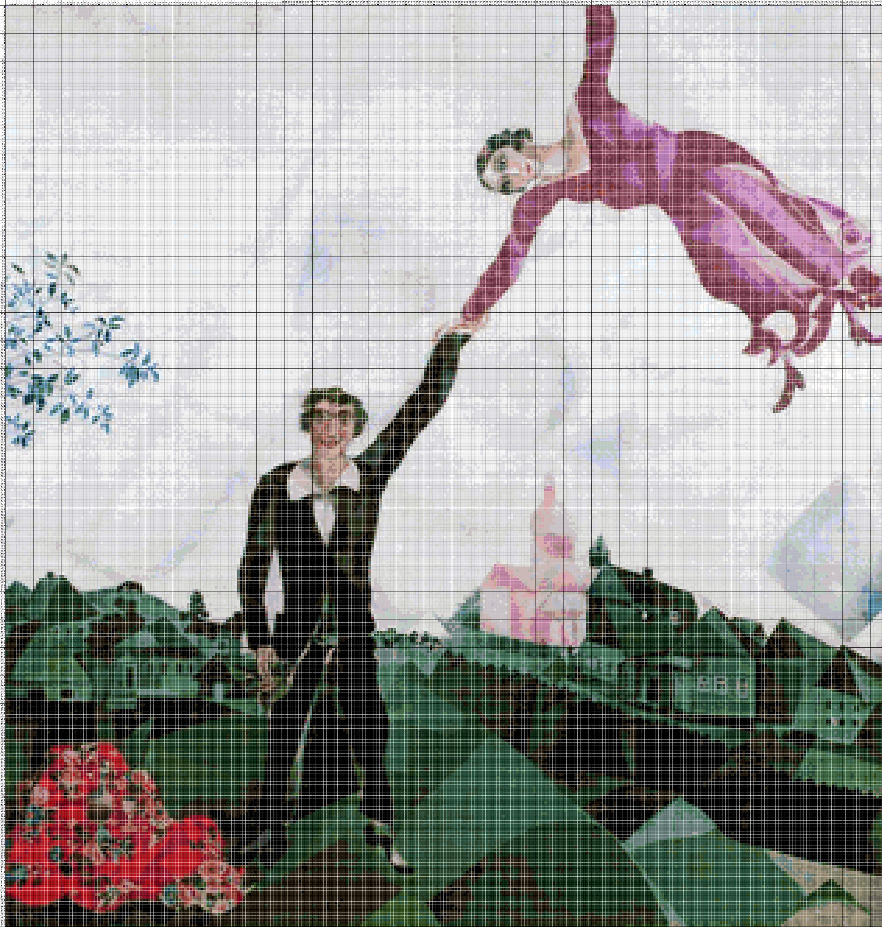 Marc Chagall the Walk 644 Cross Stitch Pattern Counted Cross