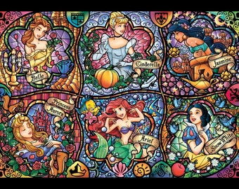 BUY 2 GET 1 FREE! Disney Princess Stained Glass 069 Cross Stitch Pattern Counted Cross Stitch Chart, Pdf Format, Instant Download