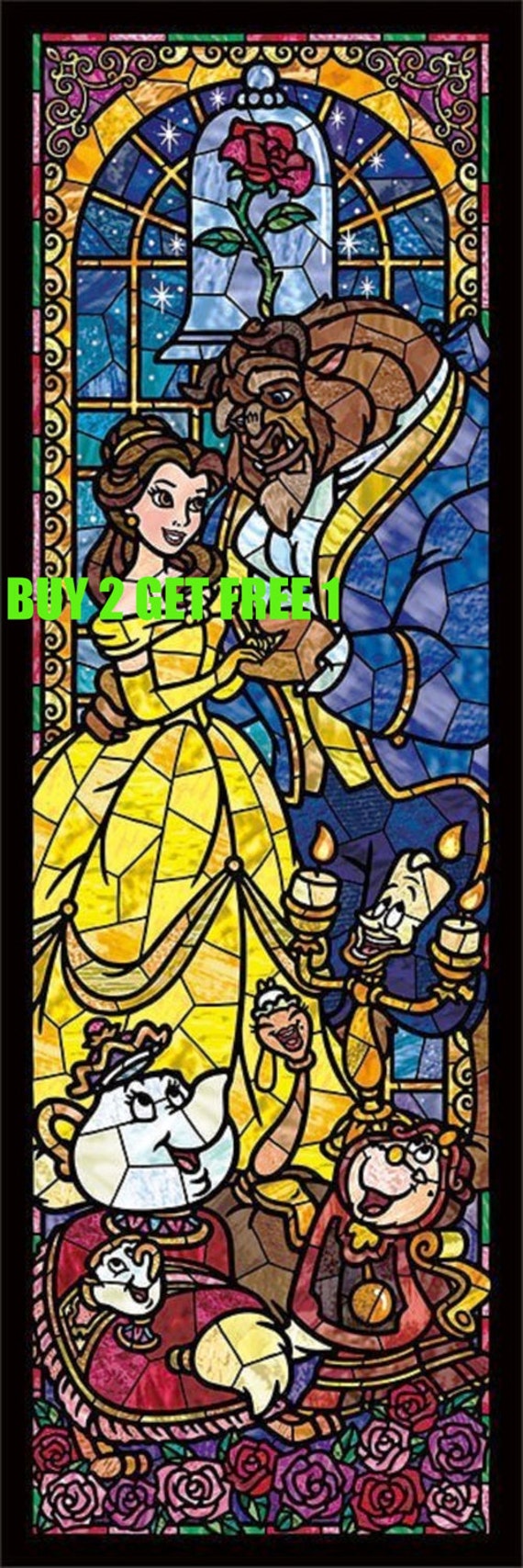 BUY 2 GET 1 FREE Beauty and the Beast Disney Stained Glass Etsy