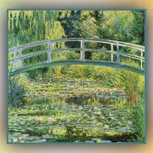 DIY-kruissteekpatroon pdf Claude Monet waterlelievijver 001 moderne kruissteekkaart geteld Needlecraft pdf-formaat direct downloaden