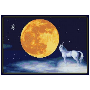 Fantasie Mystic Moon Unicorn Fractal 951 Modern Cross Stitch Patroon Geteld Cross Stitch Chart Pdf-formaat Instant Download