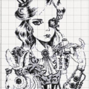 Alice in Wonderland Steampunk 421 Modern Cross Stitch Pattern Counted Cross Stitch Chart Pdf Format Instant Download