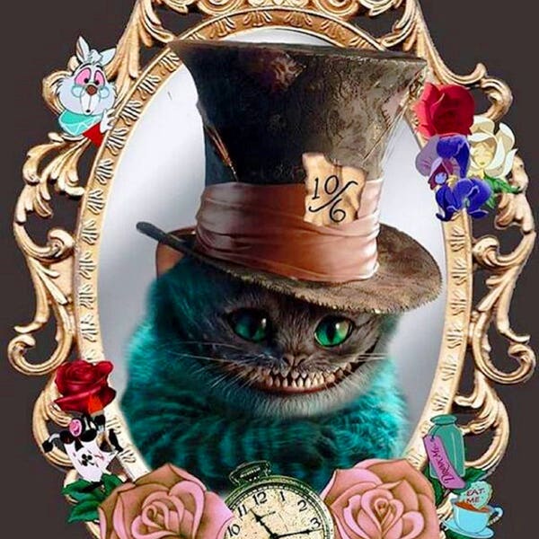 Cheshire Cat Alice in Wonderland Stained Glass Tale 151 Modern Cross Stitch Pattern Counted Cross Stitch Chart PDF Format Instant Download