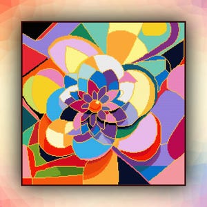 Kruissteekpatroon abstracte bloemen 439 bloemen moderne kruissteekkaart art deco getelde kruissteekkaart pdf-formaat direct downloaden