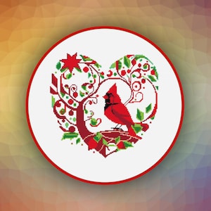 DIY Kreuzstich Muster Roter Kardinal Weihnachtsmuster PDF 417 Modernes Graf Kreuzstich Frohe Weihnachten Muster Pdf Datei Sofort Download