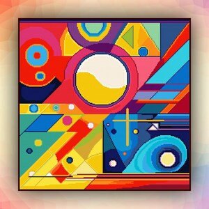 Kruissteekpatroon abstracte kunst 441 geometrisch modern kruissteekpatroon art deco getelde kruissteekkaart pdf-formaat direct downloaden