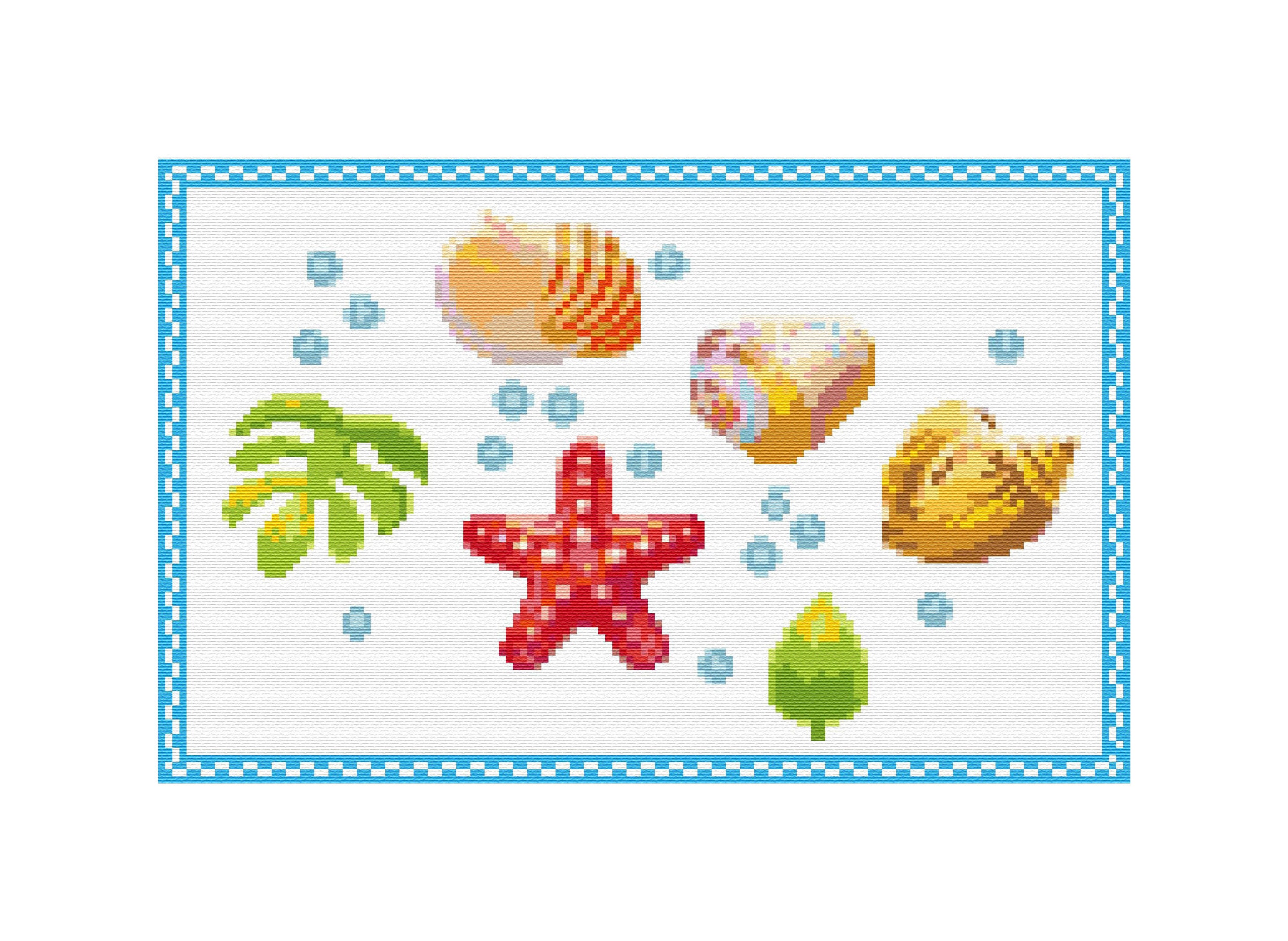Seashells Still Life Seascape 898 Modern Easy Cross Stitch Etsy