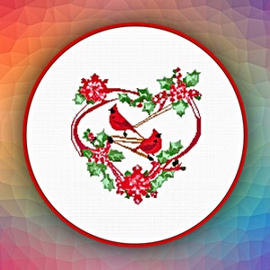DIY Kreuzstich Muster Roter Kardinal Weihnachtsmuster PDF 485 Count Kreuzstich Frohe Weihnachten Muster Pdf Datei-Instant Download