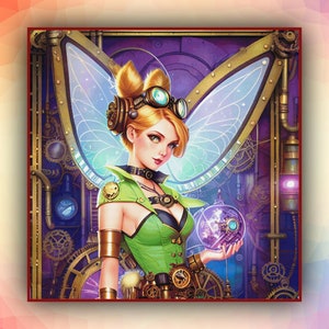 DIY-kruissteekpatroon Tinkerbell Princess Steampunk 427 groot formaat moderne kruissteekkaart geteld pdf-formaat Instant Download