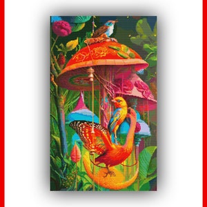 DIY Cross Stitch Wonderland Bloemen Fantastische Vogels 301 Modern Cross Stitch Patroon Geteld Cross Stitch Chart Pdf-formaat Instant Download