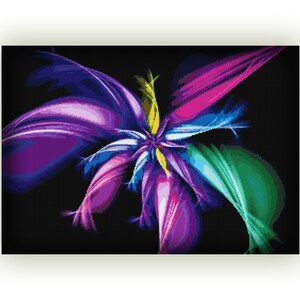 Transparante bloem Fractal kleurrijke kruissteek 176 Modern kruissteekpatroon Geteld kruissteekschema Pdf-formaat Direct downloaden