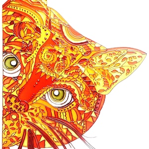 Kruissteekpatroon rode kat gebrandschilderd glas 471 moderne kruissteekkaart geteld pdf-formaat Instant Download Needle Craft