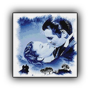 DIY Cross Stitch Gone with the Wind Scarllett Rhett Butler 203 Cross Stitch patroon geteld Cross Stitch Chart Pdf-formaat Instant Download
