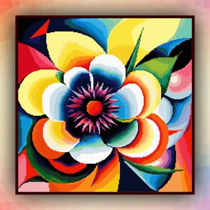 Kruissteekpatroon abstracte bloemen 453 bloemen moderne kruissteekkaart art deco getelde kruissteekkaart pdf-formaat direct downloaden
