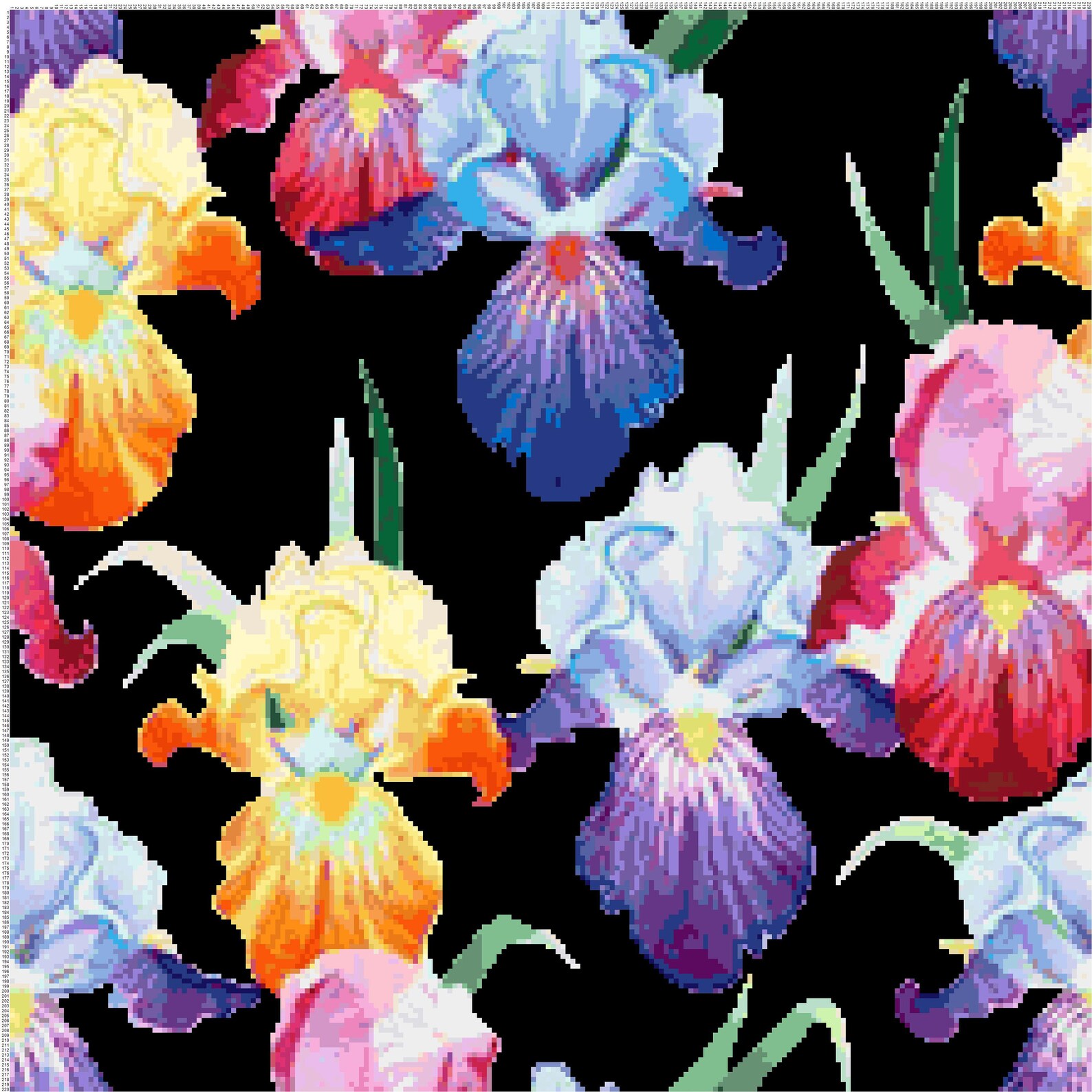PROMOLISTING Irises 472 Cross Stitch Pattern Counted Cross Etsy