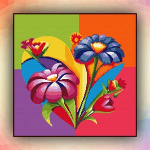 Kruissteekpatroon abstracte bloemen 406 geometrisch moderne kruissteekkaart art deco getelde kruissteekkaart pdf-formaat direct downloaden