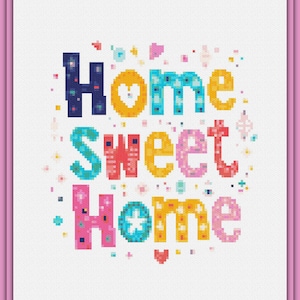 Home Sweet Home 071 Modern kruissteekpatroon Geteld kruissteekdiagram Pdf-formaat Direct downloaden