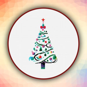 DIY Cross stitch Pattern Christmas Tree Christmas Pattern PDF 493 Count Easy Cross Stitch Merry Christmas Pattern Pdf File Instant Download