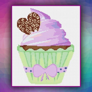 Cupcake Bakery Pie Sweet Food 005 Modern eenvoudig kruissteekpatroon geteld kruissteektabel Pdf-formaat Direct downloaden