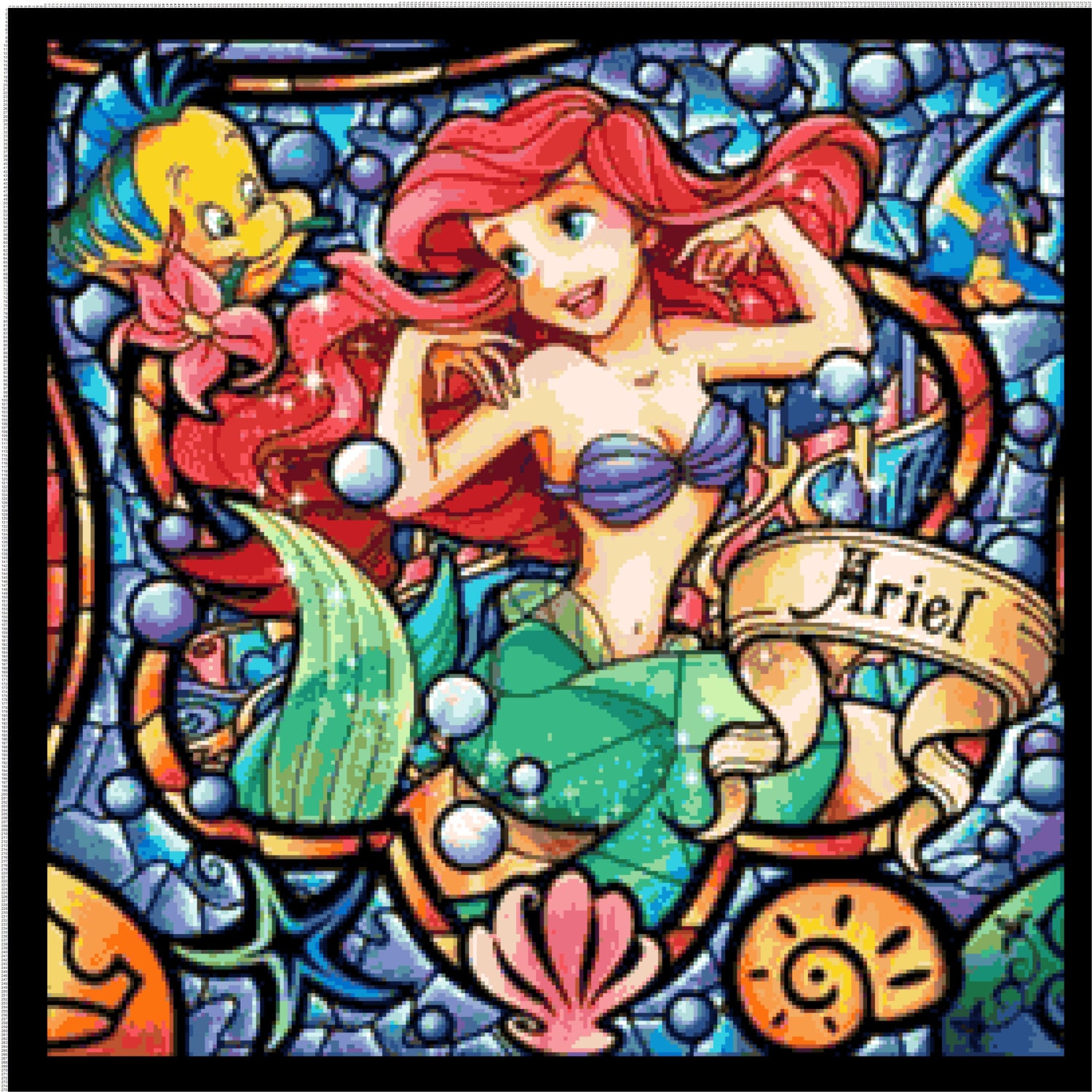 Digital PDF file Ariel silhouette cross stitch pattern