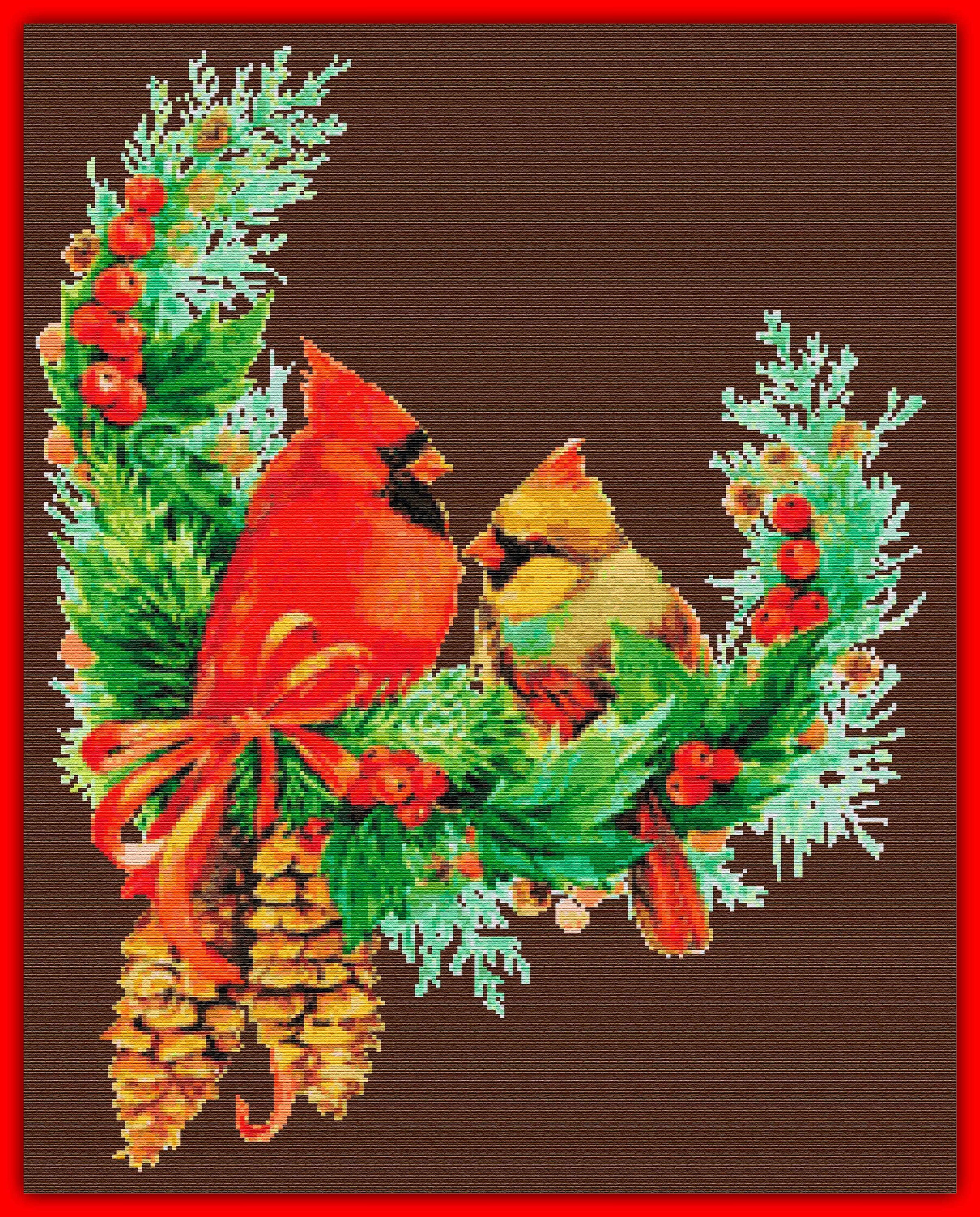 Red Cardinal Christmas 732 Modern Cross Stitch Pattern Counted | Etsy