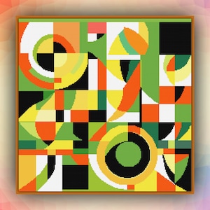 Kruissteekpatroon abstract 331 geometrisch modern kruissteekpatroon art deco getelde kruissteekkaart pdf-formaat direct downloaden