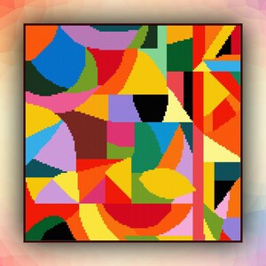 Kruissteekpatroon abstract geometrisch 466 modern kruissteekpatroon art deco getelde kruissteektabel pdf-formaat direct downloaden