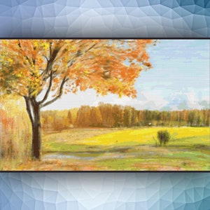 DIY kruissteek herfst landschap aquarel 351 moderne kruissteek patroon geteld kruissteek grafiek pdf-formaat direct downloaden