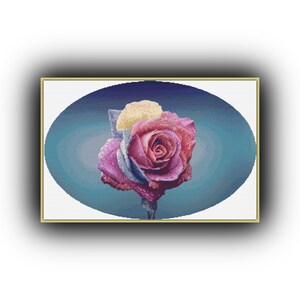DIY-kruissteekpatroon veelkleurige roze bloem digitale fractal 908 moderne kruissteekkaart geteld pdf-formaat direct downloaden