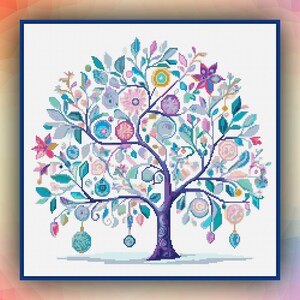 Kruissteekpatroon Levensboom Vier Seizoen Winter 325 Moderne DIY Cross Stitch Count Gemakkelijk Cross Stitch Chart Pdf-formaat Direct downloaden