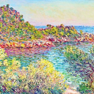 Claude Monet landschap in de buurt van Montecarlo 926 Modern kruissteekpatroon Geteld kruissteekdiagram Pdf-formaat Direct downloaden
