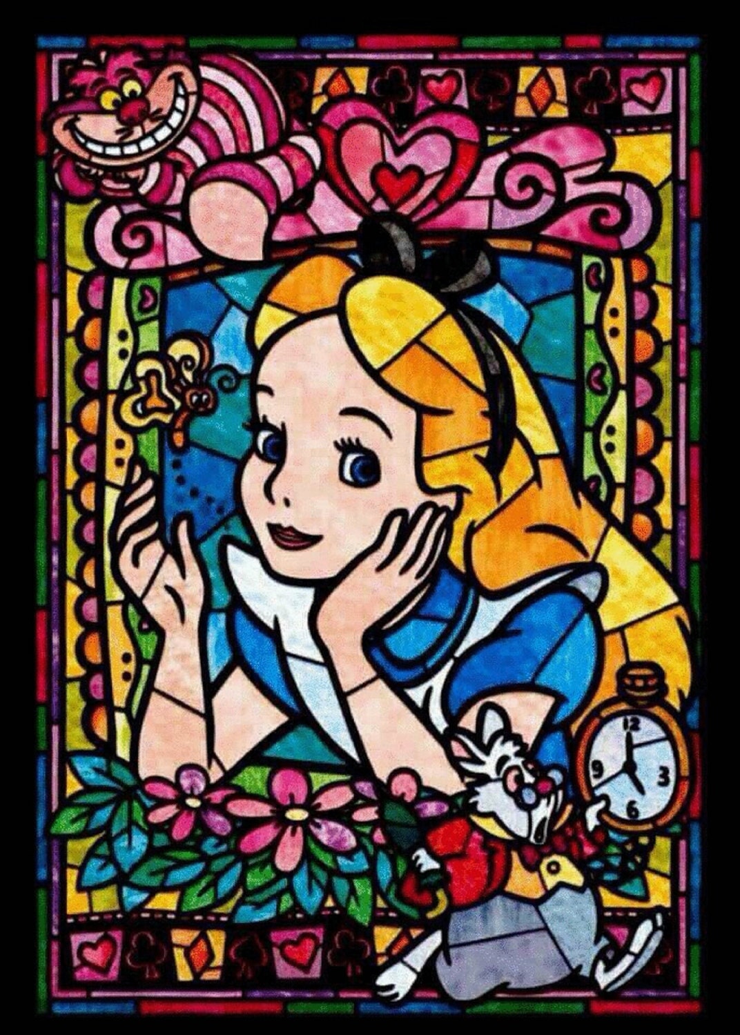 Alice In Wonderland Storybook Nursery Stained Glass Night Light