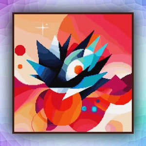 Kruissteekpatroon abstract 348 geometrisch modern kruissteekpatroon art deco getelde kruissteekkaart pdf-formaat direct downloaden