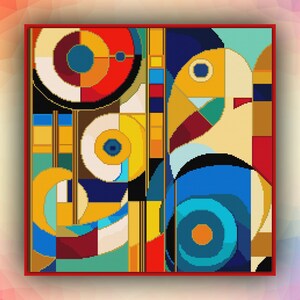 Kruissteekpatroon abstract 335 geometrisch modern kruissteekpatroon art deco getelde kruissteekkaart pdf-formaat direct downloaden