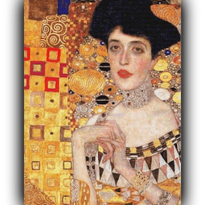 Kruissteekpatroon Gustav Klimt Portret van Adele Bloch Bauer 161 Moderne kruissteekgrafiek Geteld PDF-formaat Direct downloaden