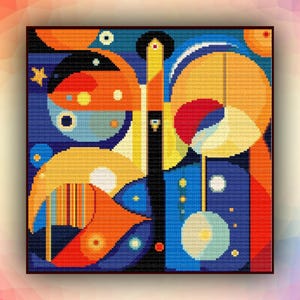 Kruissteekpatroon abstracte geomrtric 380 moderne kruissteekpatroon art deco getelde kruissteekkaart pdf-formaat direct downloaden