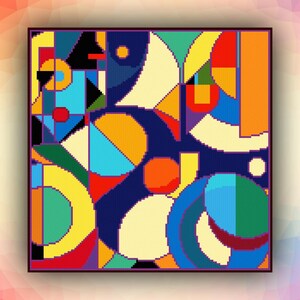 Kruissteekpatroon abstract geometrisch 447 modern kruissteekpatroon art deco getelde kruissteektabel pdf-formaat direct downloaden