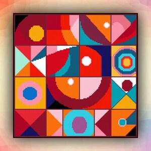 Kruissteekpatroon abstract geometrisch 399 modern kruissteekpatroon art deco getelde kruissteektabel pdf-formaat direct downloaden
