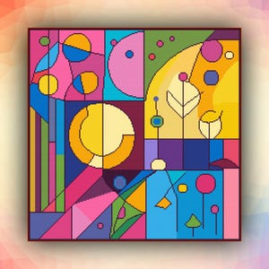 Kruissteekpatroon Abstract 503 geometrisch modern kruissteekpatroon Art Deco getelde kruissteekkaart pdf-formaat direct downloaden