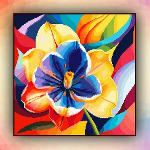 Kruissteekpatroon abstracte bloemen 455 bloemen moderne kruissteekkaart art deco getelde kruissteekkaart pdf-formaat direct downloaden