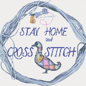 Blijf thuis Cross Stitch 904 Modern eenvoudig kruissteekpatroon geteld kruissteektabel Pdf-formaat Direct downloaden