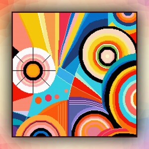 Kruissteekpatroon abstracte kunst 459 geometrisch modern kruissteekpatroon art deco getelde kruissteekkaart pdf-formaat direct downloaden