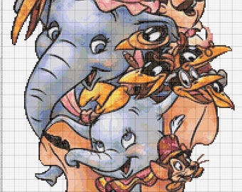 Elephant Mom Baby Elephant 587 Modern Cross Stitch Pattern Counted Cross Stitch Chart Needlepoint Pdf Format Instant Download Needle Point