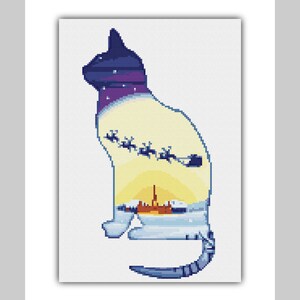 Cristmas Cross Stitch Cat Christmas Decoration 080 Easy Modern Cross Stitch Pattern Untitled Cross Stitch Chart Pdf-formaat Direct downloaden
