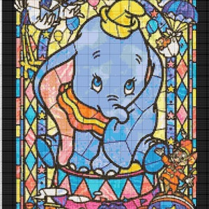 Dumbo sprookje gebrandschilderd glas 893 modern kruissteekpatroon geteld kruissteektabel pdf-formaat direct downloaden
