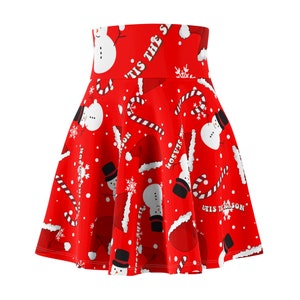 Red Christmas Women&#39;s Skater Skirt (AOP)