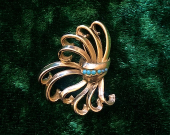 Vintage Brass Sea Creature Brooch